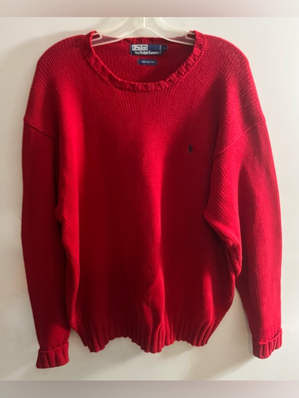 Vintage Y2K Polo by Ralph Lauren Men’s Size L Large Red Crewneck Sweater